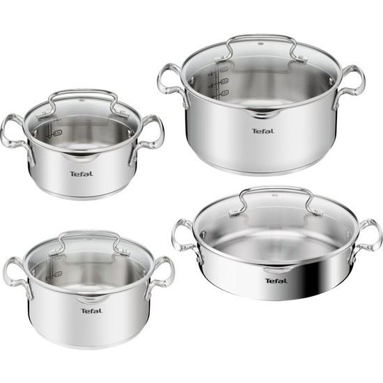 Tefal Duetto 8 Parça Çelik Tencere Seti Gümüş Renk İndüksiyon Uyumlu ve Kolay Temizlik Özellikli