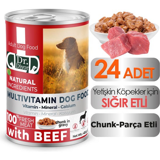 Dr. Diyor Sığır Etli Yetişkin Köpek Maması 24 Adet
