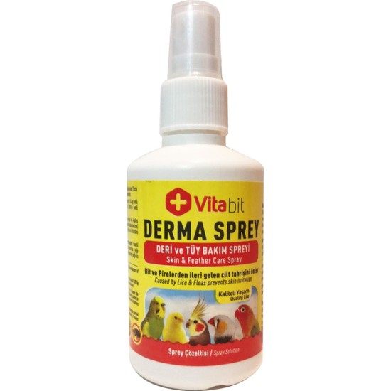Derma Sprey 100 Ml. Tüm Kafes Kuşlar Için Bit ve Pire, Deri ve Tüy Bakımı Spreyi