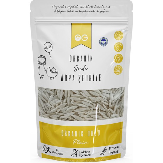 OG natural Organik Sade Arpa Şehriye 250 gr +6 Ay Tahıllı Ek Gıda İçeriği