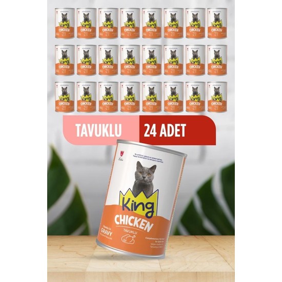 King 400 g*24 Tavuklu Kedi Konservesi Seçici Kediler İçin Soslu Besleyici Mama