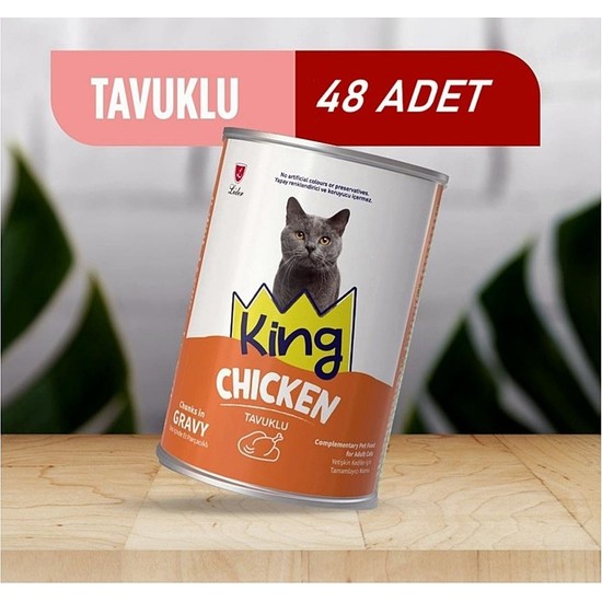 King Sos Içerisinde Et Parçacıklı Tavuklu Kedi Konservesi 400 Gr*48 Adet