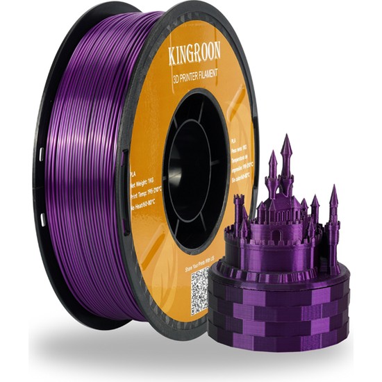 Kingroon Silk PLA Çift Renk Filament Siyah-Mor 1.75 mm 1 kg