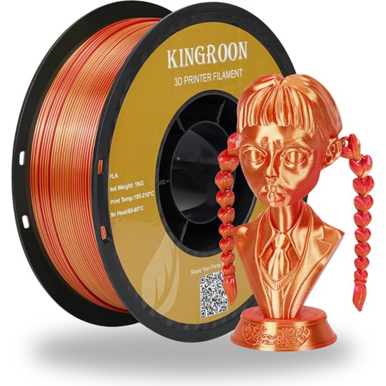 Kingroon Silk PLA Çift Renk Filament Altın-Kırmızı 1.75 mm 1 kg