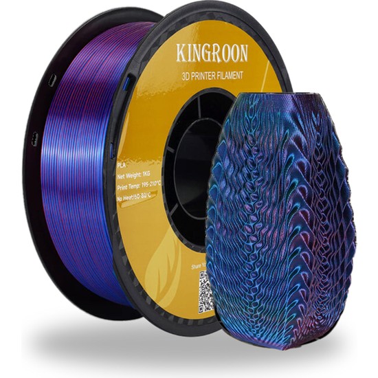 Kingroon Silk PLA Çift Renk Filament Kırmızı-Mavi 1.75 mm 1 kg