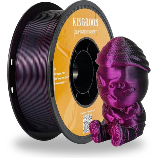Kingroon Silk PLA Üç Renk Filament Altın-Fuşya-Siyah 1.75 mm 1 kg