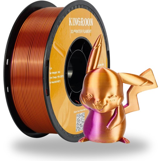 Kingroon Silk PLA Çift Renk Filament Altın-Mor 1.75 mm 1 kg