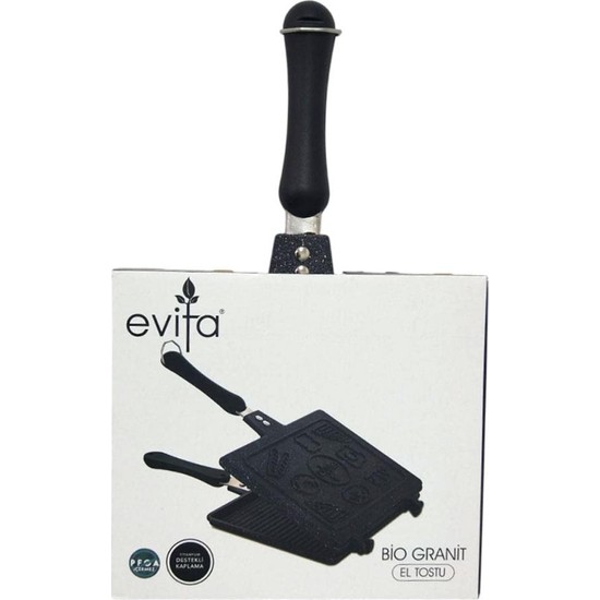 Evita Bio Granit Ocak Üstü El Tost Makinesi Siyah