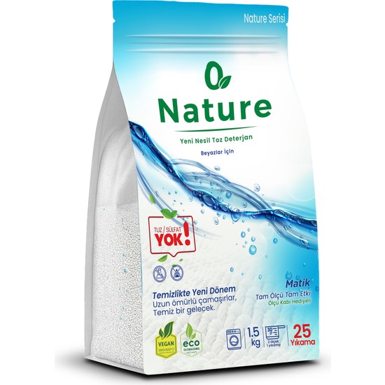 Hes Nature Toz Çamaşır Deterjanı 1.5 kg Beyazlar İçin 25 Yıkama Parfümlü Güçlü Temizlik