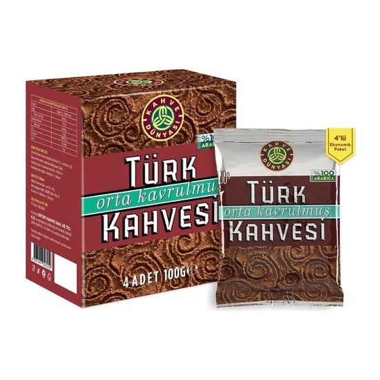 Kahve Dünyası Orta Kavrulmuş Türk Kahvesi 4lü Kutu 100 gr