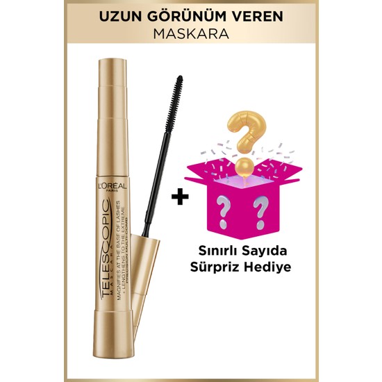 L'Oréal Paris Telescopic Gold Maskara - Siyah Hacim Verici Mini Boy Suya Dayanıklı Özellikler ile
