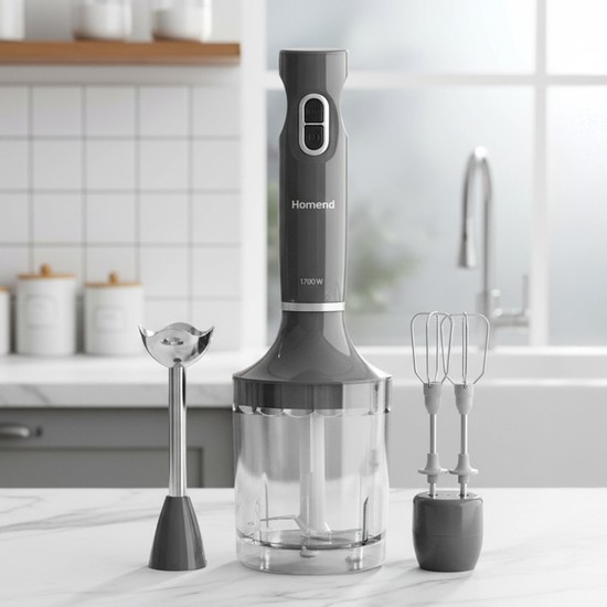 Homend 1936H El Blender Seti 1700 W Güçlü Çoklu Fonksiyonlar 600 ml Ölçü Kabı Antrasit Renk