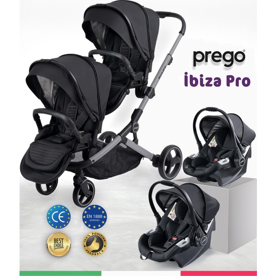 Prego İbiza Pro Travel Sistem İkiz Bebek Arabası Full Set