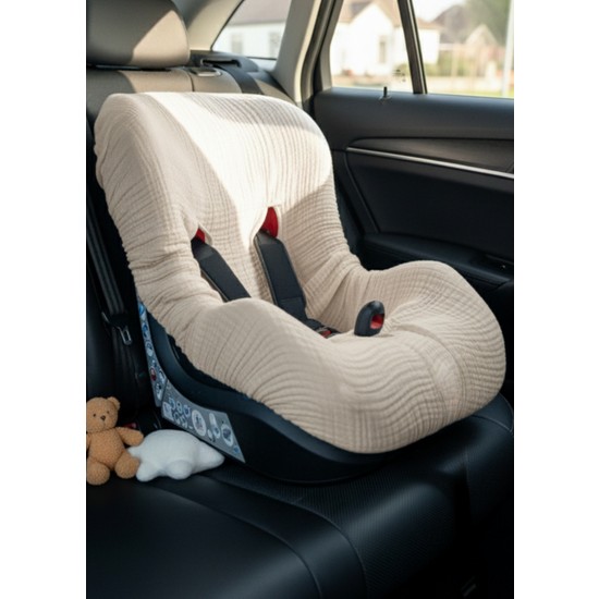 Joyous Mom & Kids 4 Katlı Müslin Bebek Oto Koltuk Kılıfı Lastikli %100 Pamuk Organik Oto Koltuk Kılıfı