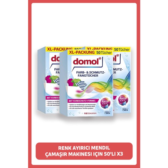 Domol 50'li X3 Renk Ayırıcı Mendil Çamaşır Makineleri İçin Kir ve Boya Koruma Özelliği