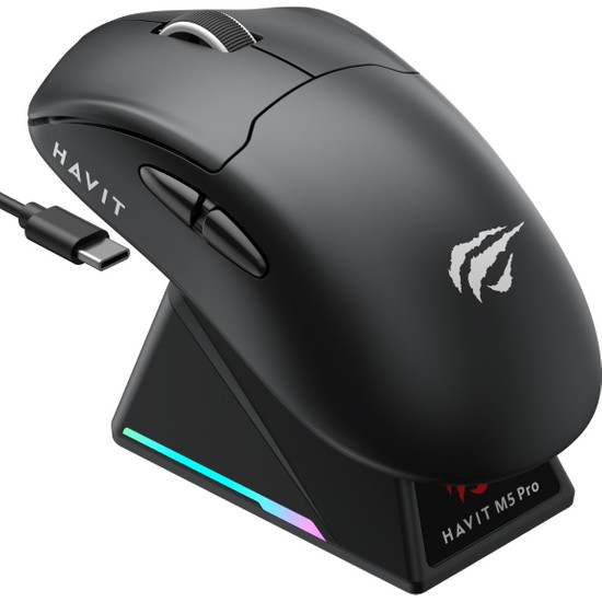 Havit Gamenote M5 Pro Superlight Kablosuz Gaming Mouse - 30.000 Dpı, PAW3950 - Rgb Şarj Standlı - Ekranlı