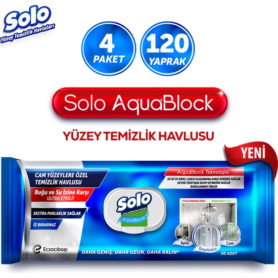 Solo Aquablock Yüzey Temizlik Havlusu 4'lü 120 Yaprak