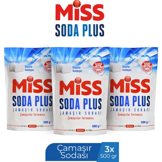 Miss Soda Plus 500 gr x 3 Beyazlar ve Renkliler İçin Sabun Kokulu Çamaşır Deterjanı 100 Yıkama
