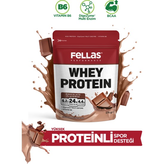 Fellas Whey Protein Tozu|24 g Protein 5 Servis|Çikolata Aromalı (175 g)