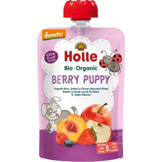 Holle Organik Berry Puppy (Elma, Şeftali,orman Meyveleri Püresi)