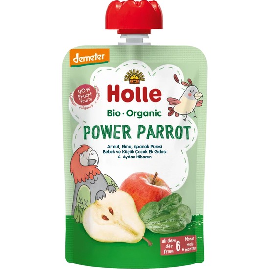 Holle Organik Power Parrot (Armut,elma,ıspanak Püresi)