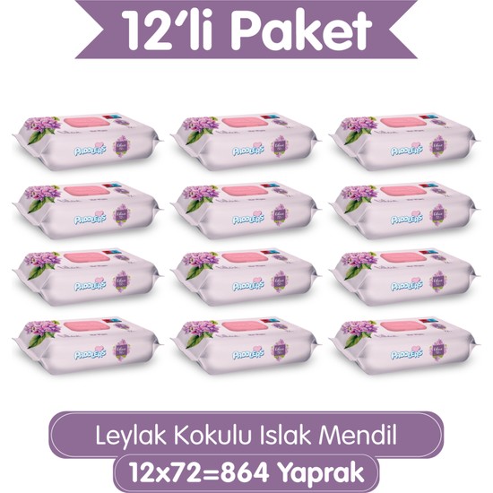 Paddlers Leylak Kokulu Islak Mendil 864 Yaprak (12x72) Koli- Yumuşak Dokulu