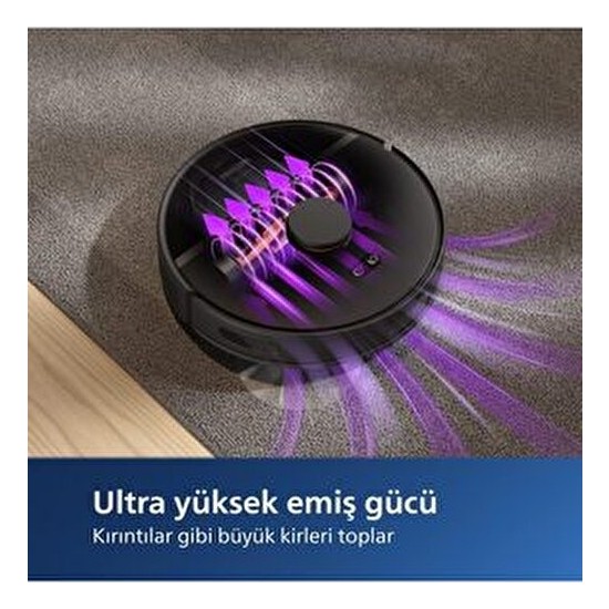 Philips Lazer Teknolojili Islak-Kuru Robot Süpürge 230 Dk Güçlü Emiş Gücü ile Etkili Temizlik