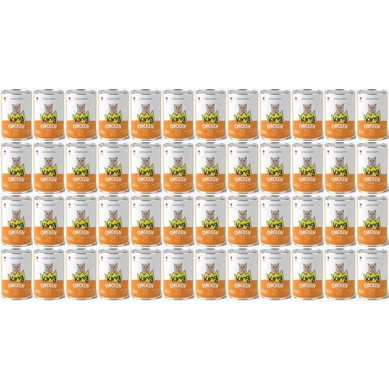 King 400 Gr*48 Tavuklu Yavru Kedi Konserve Mama, Gerçek Tavuk Eti ile Besleyici İçerik