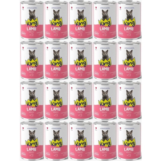 King Et Parçacıklı Kuzu Etli Yetişkin Kedi Konserve 400 Gr*20 Adet