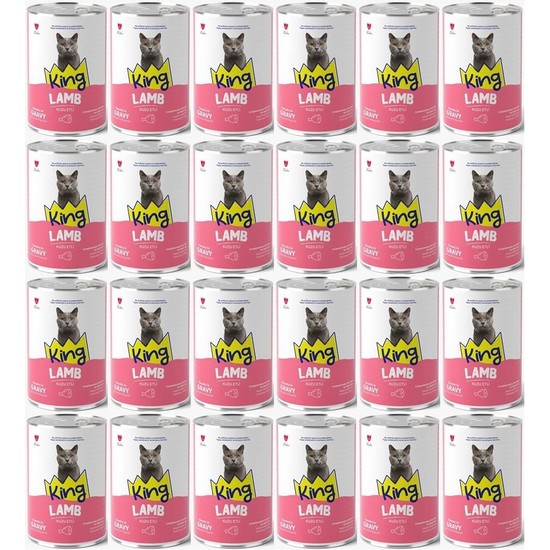 King Et Parçacıklı Kuzu Etli Yetişkin Kedi Konserve 400 Gr*24 Adet