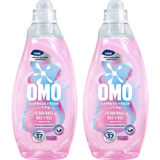 Omo Express Fresh Sensitive Beyaz ve Renkliler Sıvı Çamaşır Deterjanı 1480ML X2