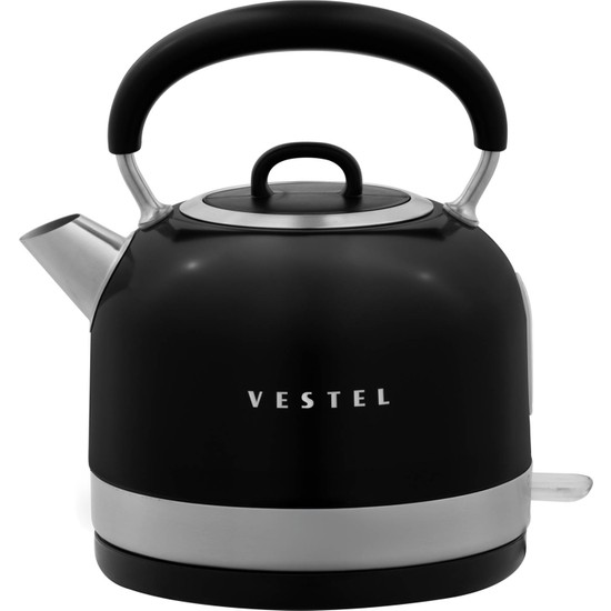 Vestel Retro Siyah Su Isıtıcı 1,7 lt Paslanmaz Çelik Malzeme ile Şık Tasarım ve Hızlı Isıtma