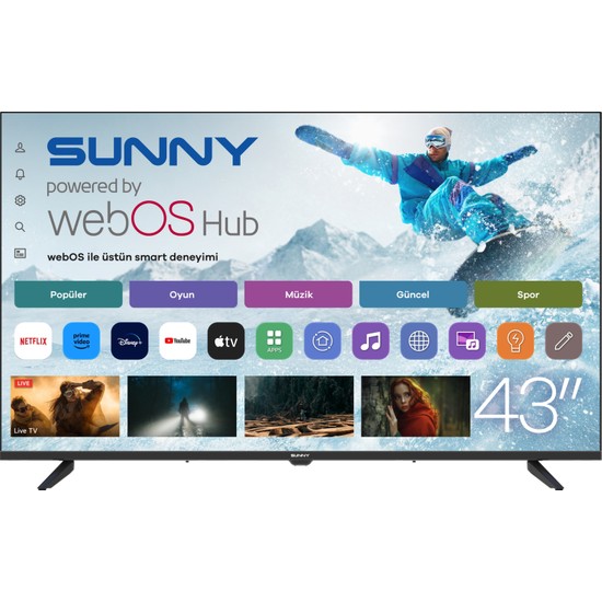 Sunny SN43FPRL-W02M 43'' Full HD Smart TV LED Ekran 110 Ekran webOS Teknolojisi ile 1920 x 1080 Çözünürlük