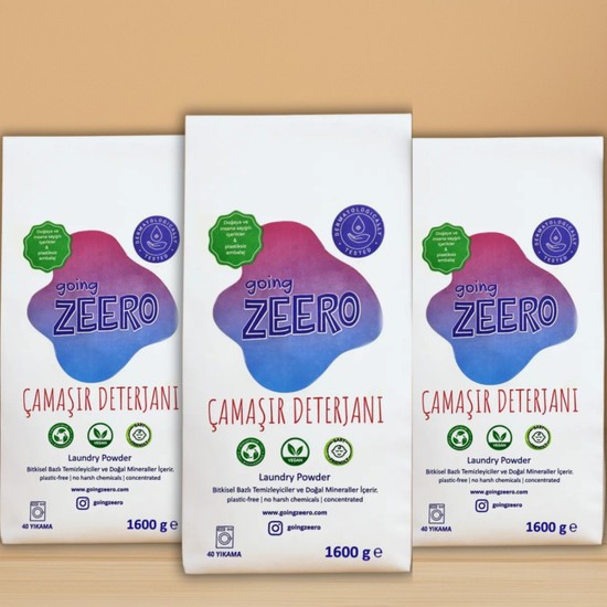 Going Zeero 3'lü Paket Çamaşır Deterjanı 1,6 kg - 120 Yıkama Sabun Kokusuyla Beyazlar İçin