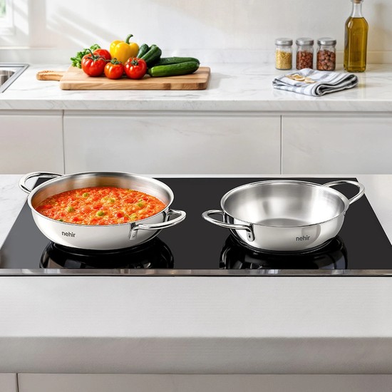 Nehir Silver 4 Parça Paslanmaz Çelik Güveç Tipi Sahan Seti (18-20 Cm)