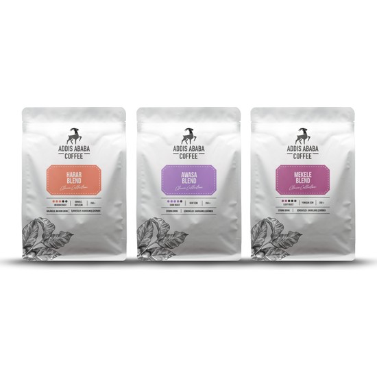 Addis Ababa Coffee Etiyopya Aromalı 3 Lü Set Çekirdek Kahve (3 Ad. X 250 Gr. ) 750 Gr. ÇEKİRDEK KAHVE