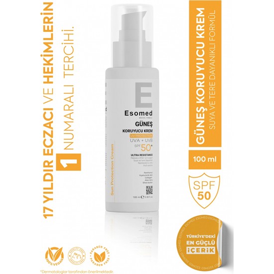 Esomed Güneş Koruyucu Krem SPF50+ 100 ml