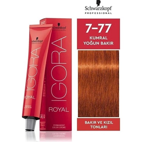 Schwarzkopf Igora Royal Saç Boyası 7-77 Kumral Yoğun Bakır 60 ml Amonyaklı Krem Form