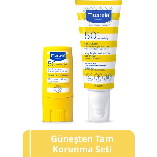 Mustela Güneşten Tam Korunma Seti 200 ml SPF 50+ Korumalı Tüm Cilt Tipleri İçin Kokusuz