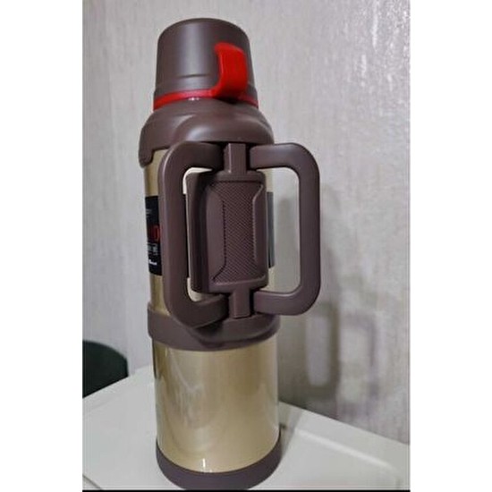 Manada 4 Litre Termos Altın Renkli Çelik Dağcı Termos Sıcak Soğuk İçin Ergonomik Tasarım