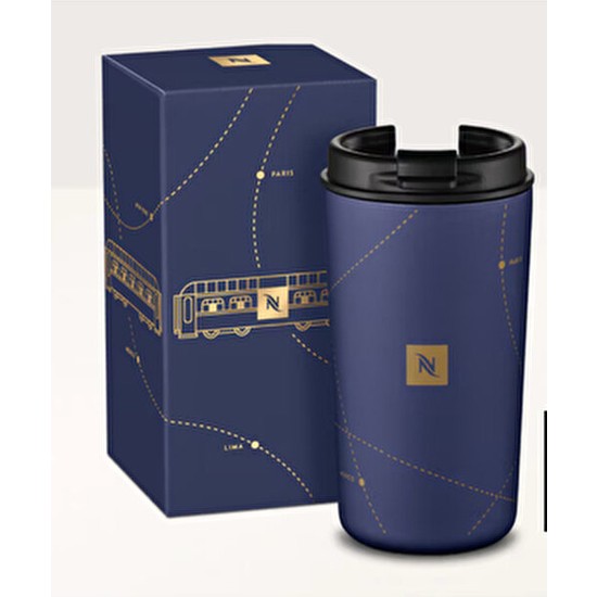 Nespresso Original Festive Travel Termos 400 ml Lacivert Krom Malzemeden Üretilmiş Limited Edition