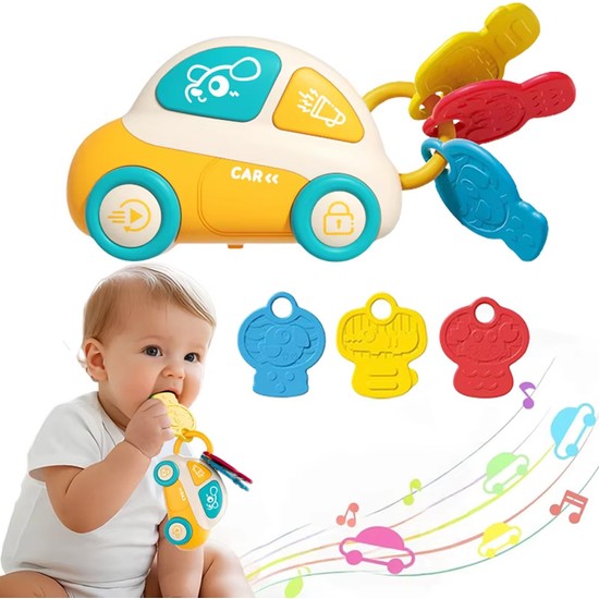 Learning Fun Işıklı Sesli Müzikli Oyuncak Silikon Araba Anahtarı Diş Kaşıyıcı Duyusal Oyuncak