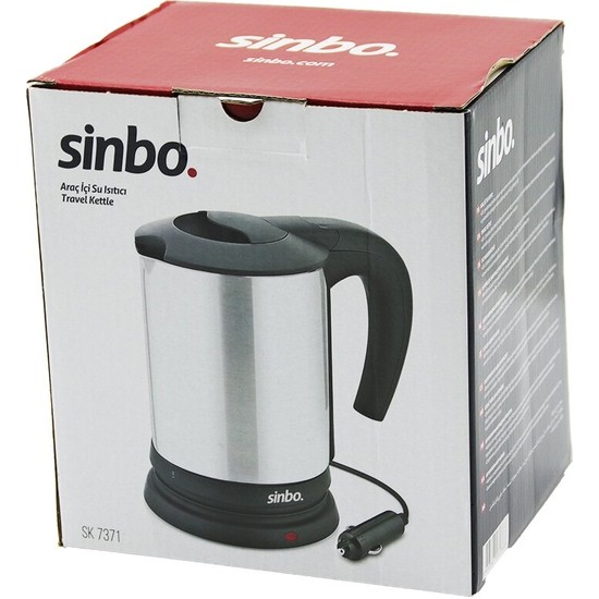 Sinbo SK-7371 12V Araç Içi Kettle Paslanmaz Çelik Su Isıtıcısı 0.8lt 120W Çakmaklık