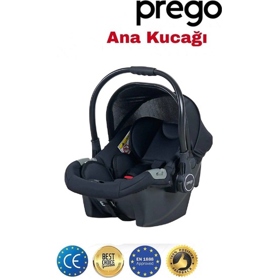 Prego Ana Kucağı Puseti Taşıma Oto Koltuğu 0-10 kg Kumaş Malzeme ile 3 Noktalı Emniyet Kemeri