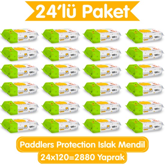 Paddlers Protection E Vitaminli Islak Havlu 2880 Yaprak (24x120) - Yumuşak Dokulu %0 Alkol