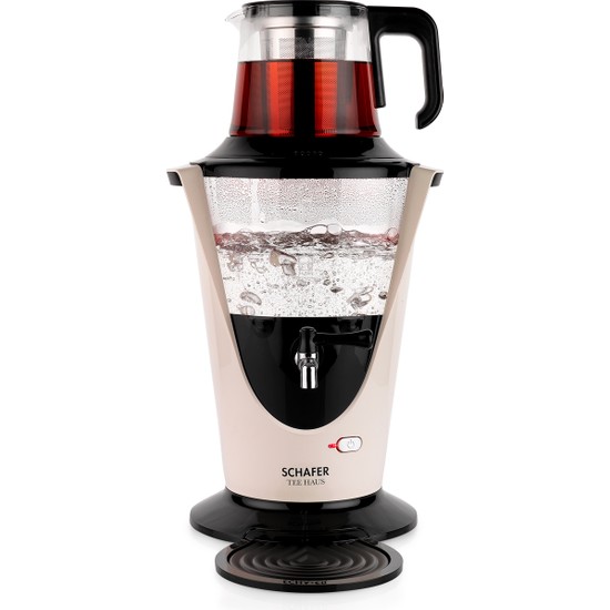 Schafer Tee Haus Elektrikli Cam Semaver 1,2 L Krem Renk Hızlı Demleme Teknolojisi ile