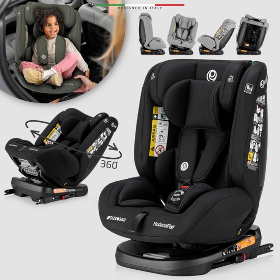 Elele ModenaFix 2 360° Dönen I-Size Oto Koltuğu İsoFix 40-150 CM 0-36 KG Siyah