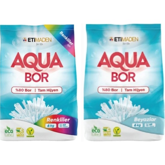 Boron Aquabor Toz Çamaşır Deterjanı 12 kg 80 Yıkama Renkli ve Beyazlar İçin Doğal Temizlik