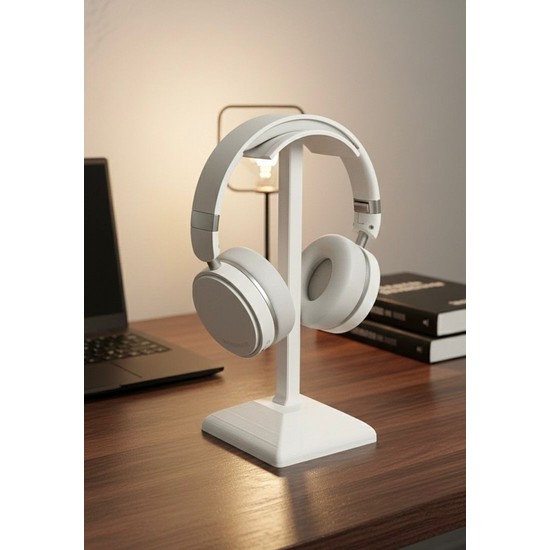 Marsel Dizayn Dekoratif Gamer Kulaklık Standı - Kulaklık Tutucu - Beyaz - Kış Temalı Anahtarlık Hediyeli - 24 cm