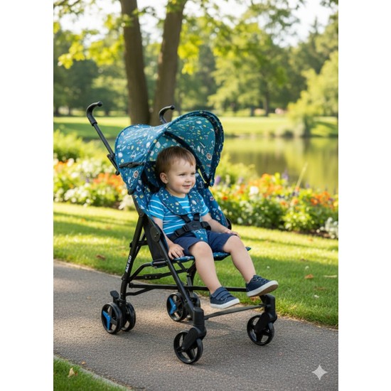 Maxi Taxi Cosmos Baston Bebek Arabası Katlanabilir 23 kg Taşıma Kapasitesi ile Mavi